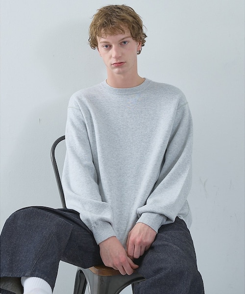 アバハウス（ABAHOUSE）/【リバーシブルカラー】14Gコットン ニットスウェット / クルーネックプルオー リバーシブルカラー】14Gコットン ニットスウェット / クルーネック