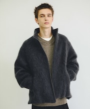 ウール×モヘア シャギー スタンドカラーブルゾン