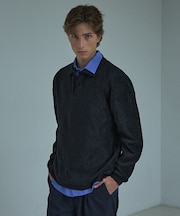 ベロアプリーツ ニットポロシャツ / オーバーサイズ