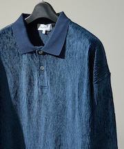 ベロアプリーツ ニットポロシャツ / オーバーサイズ