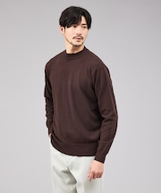 【カシミヤタッチ】ハイゲージ モックネック ニット