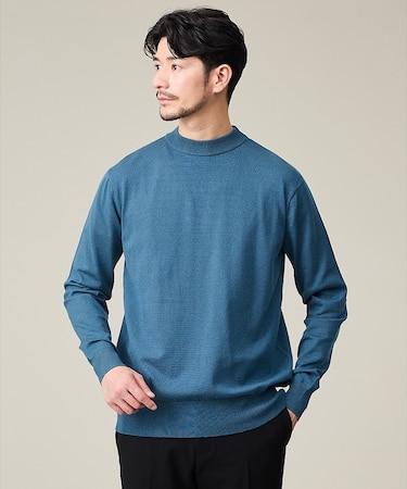 【カシミヤタッチ】ハイゲージ モックネック ニット