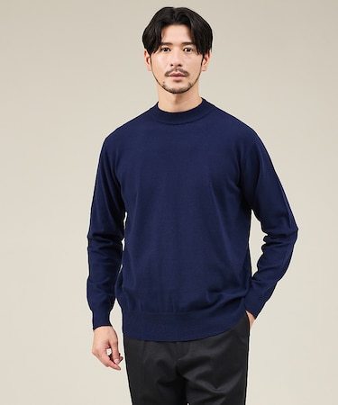 【カシミヤタッチ】ハイゲージ モックネック ニット