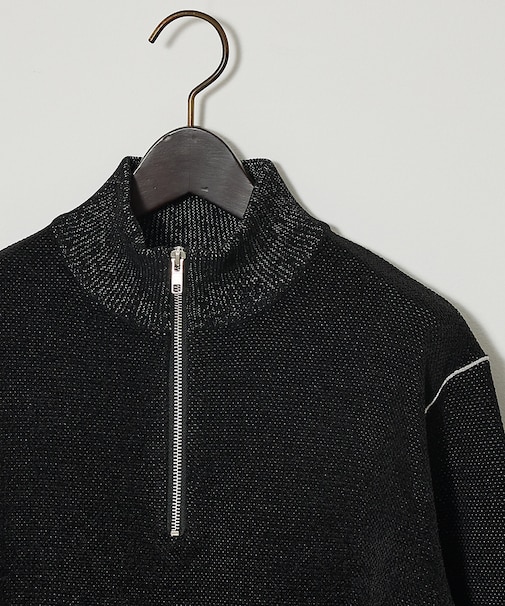 ダブルフェイス モールカノコ ハーフジップニット