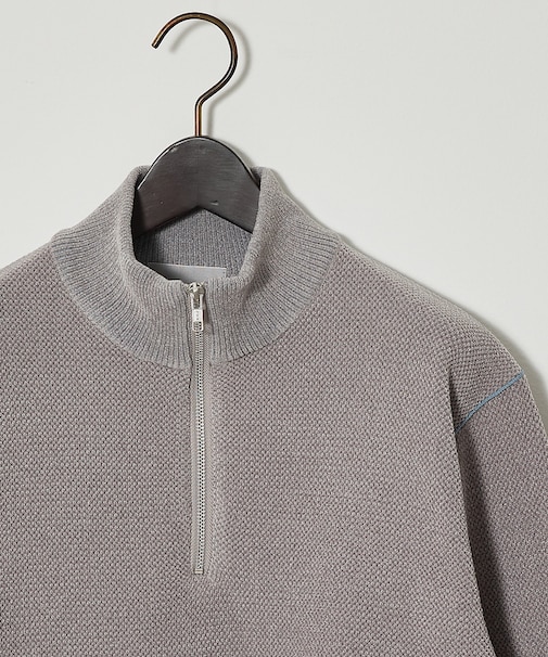 ダブルフェイス モールカノコ ハーフジップニット