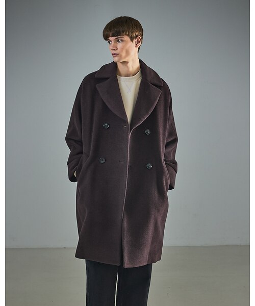 新品タグ付き✨定価7.9万　カオス　クルチアエアーコート　イタリア生地　ブラック Chaos（カオス）の「アールスーペリアノーカラーコート（チェスター