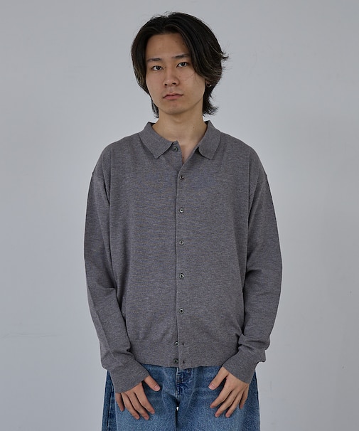【AH ABAHOUSE】カシミヤタッチ ニットシャツカーディガン