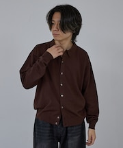 【AH ABAHOUSE】カシミヤタッチ ニットシャツカーディガン