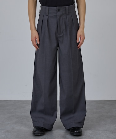 【AH ABAHOUSE】2タック ワイドストレートスラックス / セットアップ