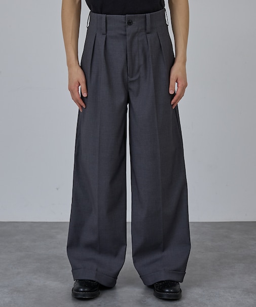 【AH ABAHOUSE】2タック ワイドストレートスラックス / セットアップ