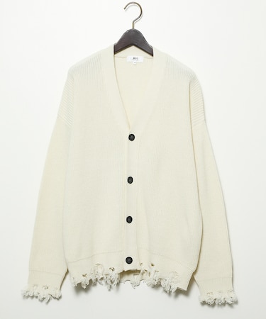 【AH ABAHOUSE】畦編み ダメージニットカーディガン