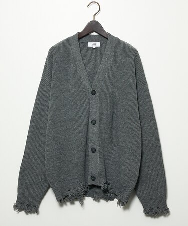 【AH ABAHOUSE】畦編み ダメージニットカーディガン