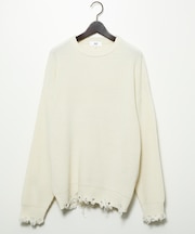 【AH ABAHOUSE】畦編み ダメージ クルーネックニット プルオーバー