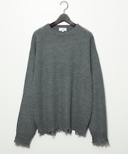 【AH ABAHOUSE】畦編み ダメージ クルーネックニット プルオーバー