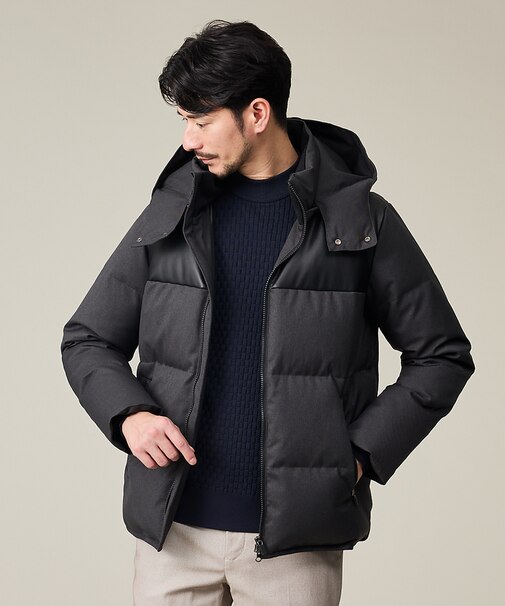 【700FP】レザーライクコンビ ダウンジャケット