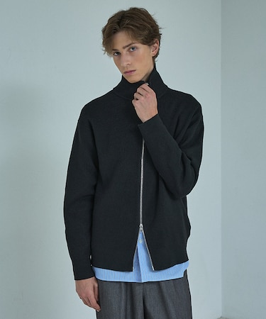 12ゲージ 畦編み ドライバーズニット / ダブルジップ