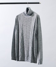 Pure Merino ハイゲージ タートルネックニット / ケーブルニット