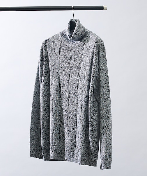 Pure Merino ハイゲージ タートルネックニット / ケーブルニット