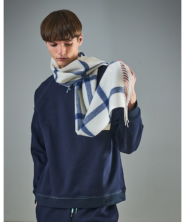 ウール×カシミヤ　チェック マフラー / ON・OFF兼用