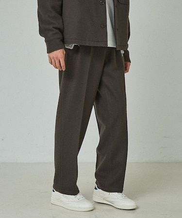 【セットアップ対応】ウールミルド ボリュームタック ワイドスラックス