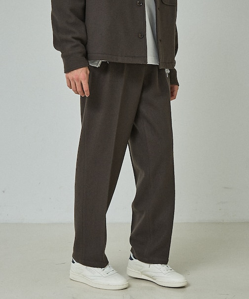 【セットアップ対応】ウールミルド ボリュームタック ワイドスラックス