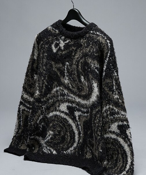 ループシャギー マーブル グラデーションニット