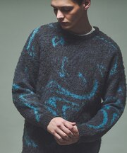 ループシャギー マーブル グラデーションニット