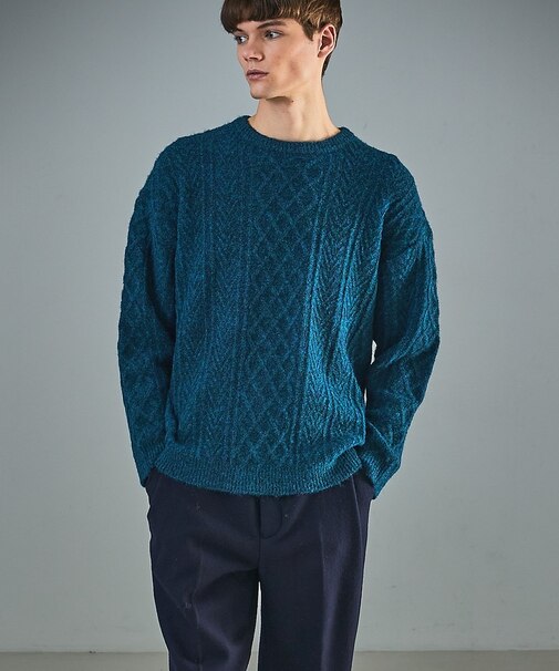 WOOL MIX メランジシャギー アランニット