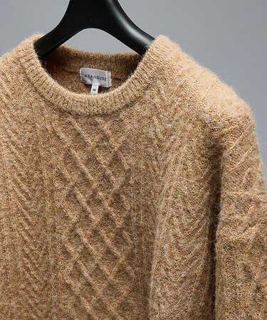 WOOL MIX メランジシャギー アランニット