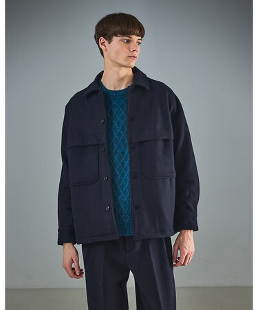 【セットアップ対応】ウールミルド CPOシャツブルゾン/ ボックスシルエット