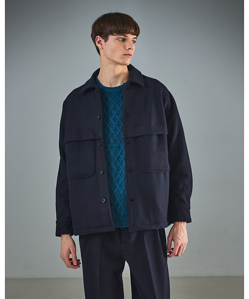 【セットアップ対応】ウールミルド CPOシャツブルゾン/ ボックスシルエット