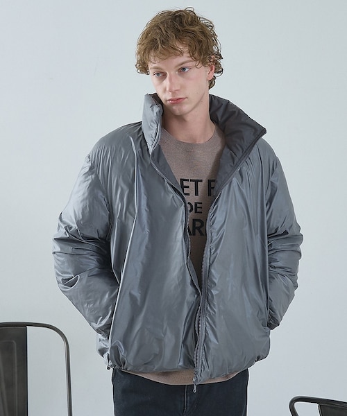 リバーシブル シャーリング パデッドブルゾン / 中綿ジャケット / 撥水