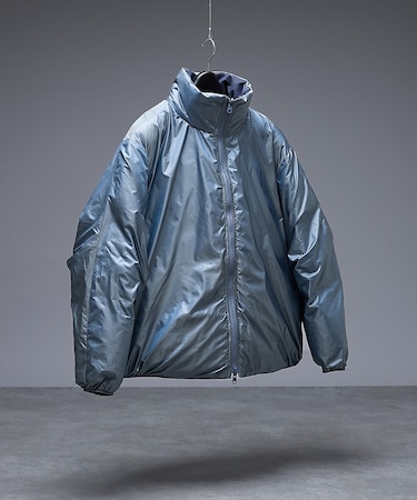 【リバーシブル】シャーリング パデッドブルゾン / 中綿ジャケット / 撥水