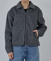 【AH ABAHOUSE】クロップド ダブルジップアップ シャギーブルゾン