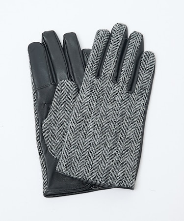 【HarrisTweed】 ラムレザー×ツイード コンビ グローブ / タッチパ