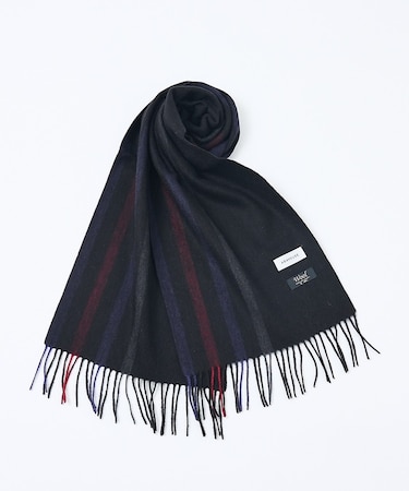 チェック＆ストライプ　ウールマフラー