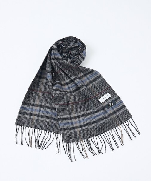 チェック＆ストライプ　ウールマフラー