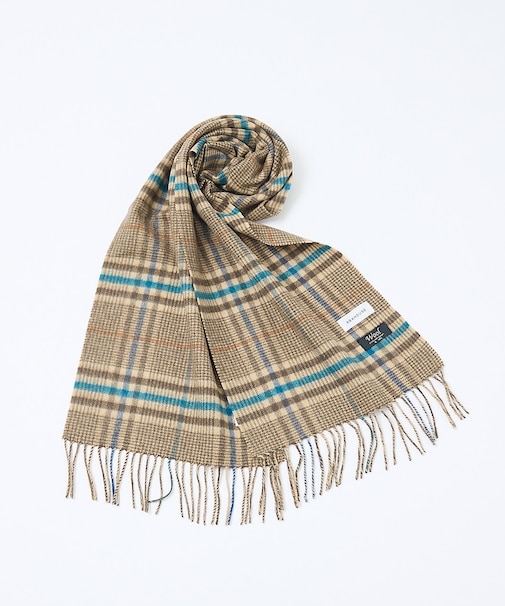 チェック＆ストライプ　ウールマフラー