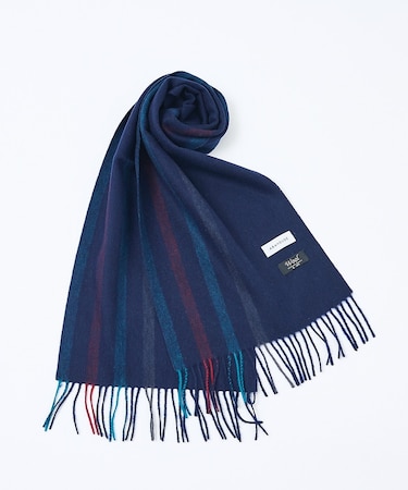 チェック＆ストライプ　ウールマフラー