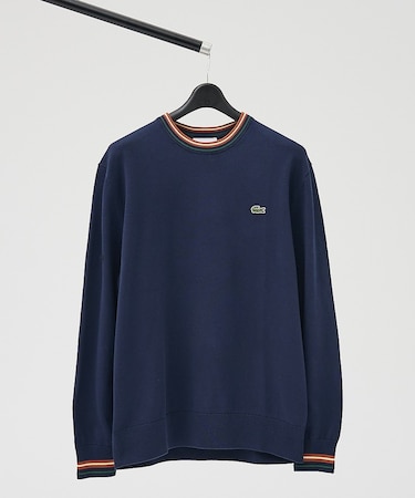 【LACOSTE / ラコステ】ボーダーリブ プルオーバーニット