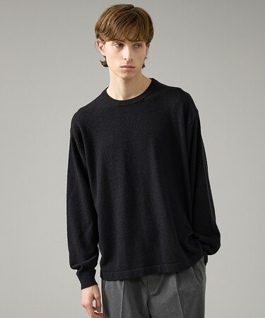 コットンブークレー クルーネックニット