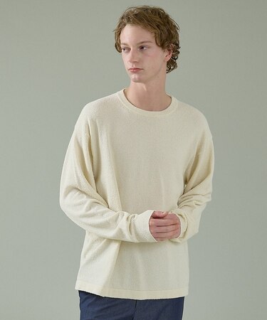 コットンブークレー クルーネックニット