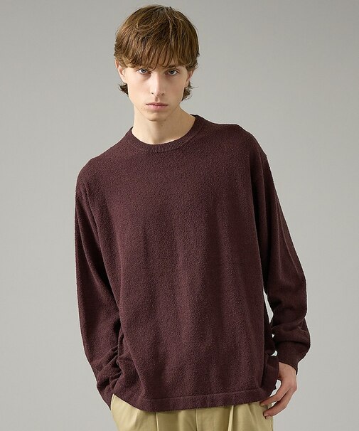 コットンブークレー クルーネックニット