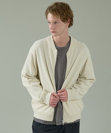 コットンブークレー ダブルZIP ニットブルゾン / クルーカーディガン