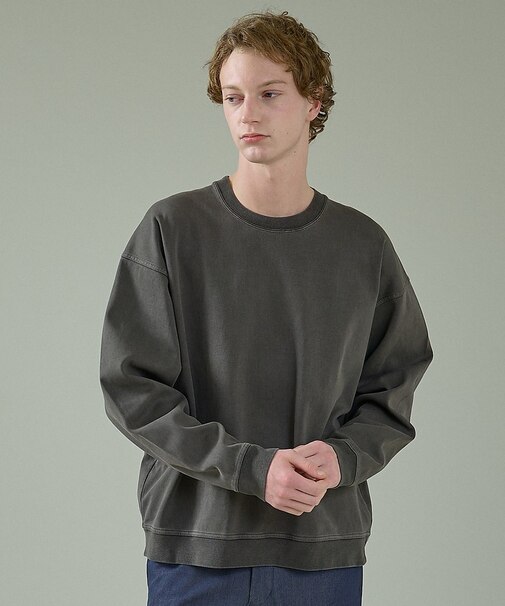 【スウェットライク】フェード ポンチ クルーネック プルオーバー