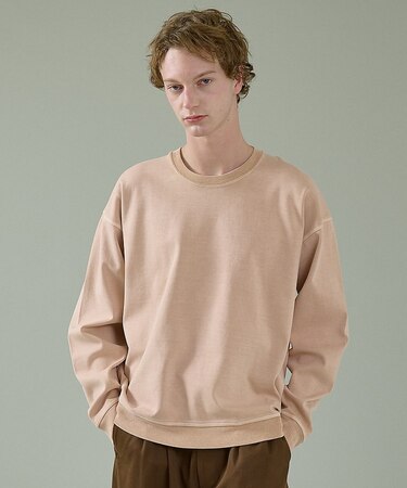 【スウェットライク】フェード ポンチ クルーネック プルオーバー