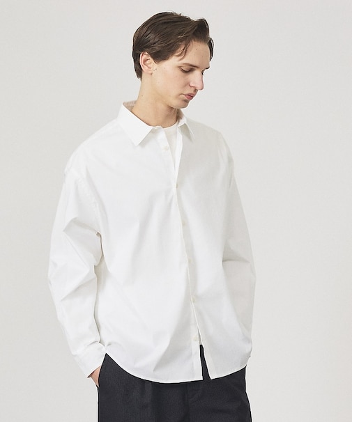 ストレッチコットン レギュラーカラー リラックスシャツ / オーバーサイズ