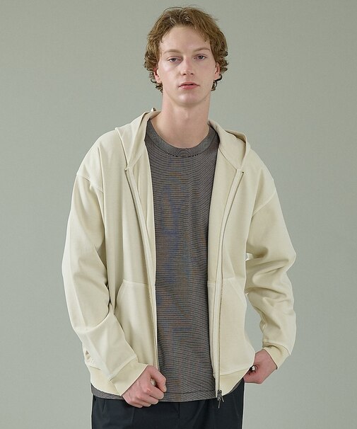 【スウェットライク】フェード ポンチ　ダブルZIPパーカー