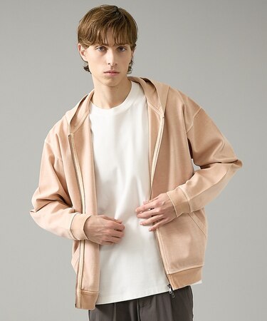 【スウェットライク】フェード ポンチ　ダブルZIPパーカー