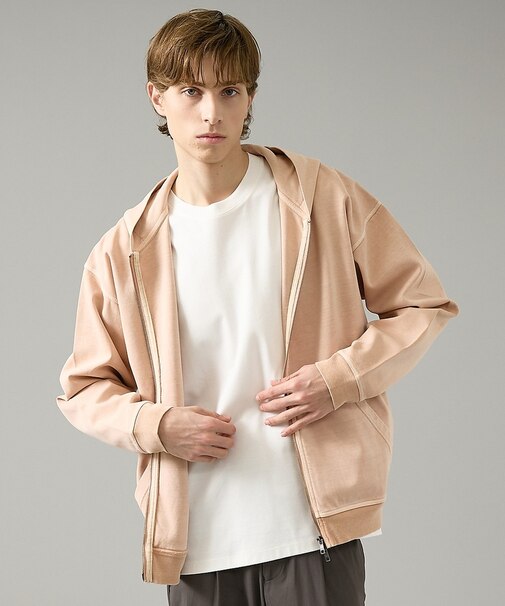 【スウェットライク】フェード ポンチ　ダブルZIPパーカー